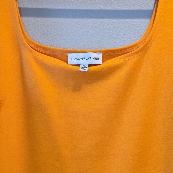 Gibson Vibrant Yellow Midi Dress with Dark Brown Tortoise Belt Sz XL - Picture 2 of 3